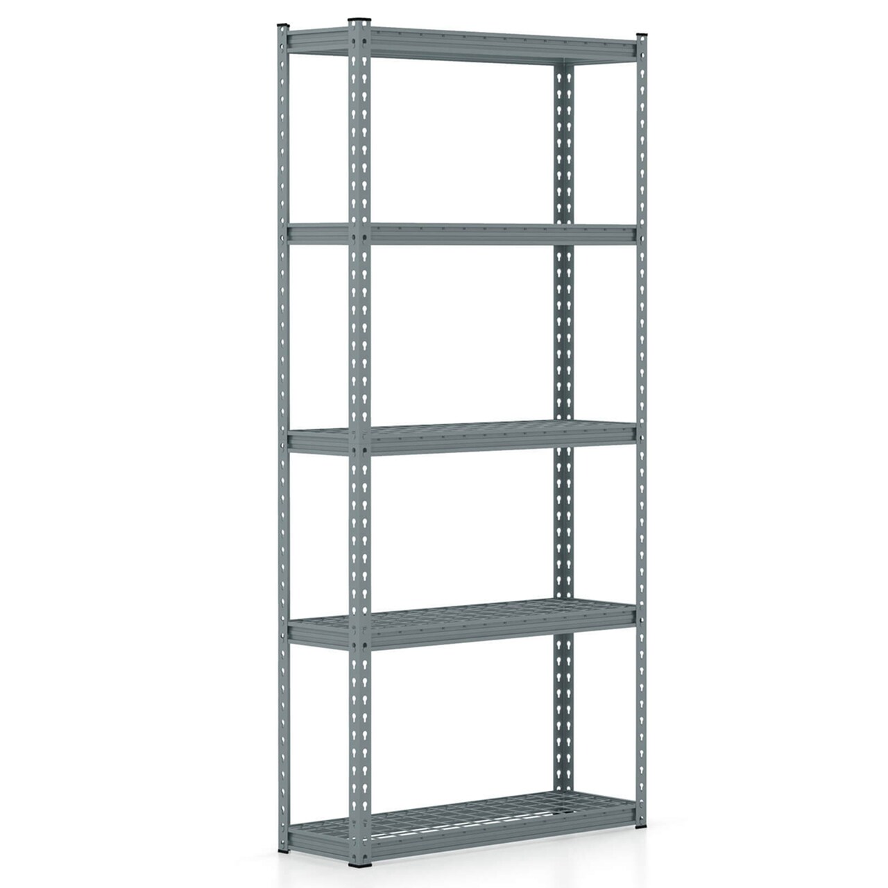 Costway 1/2/3/4 PCS 5-Tier Heavy Duty Storage Shelf Storage Utility Rack Shelf with Anti-tipping Device Grey